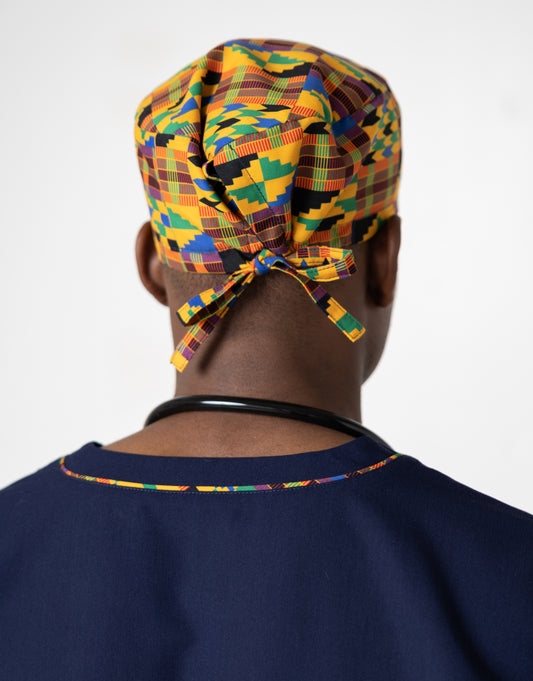 ENDYS Heritage Pop unisex scrub cap side view — full hair coverage, fade-resistant print for healthcare professionals