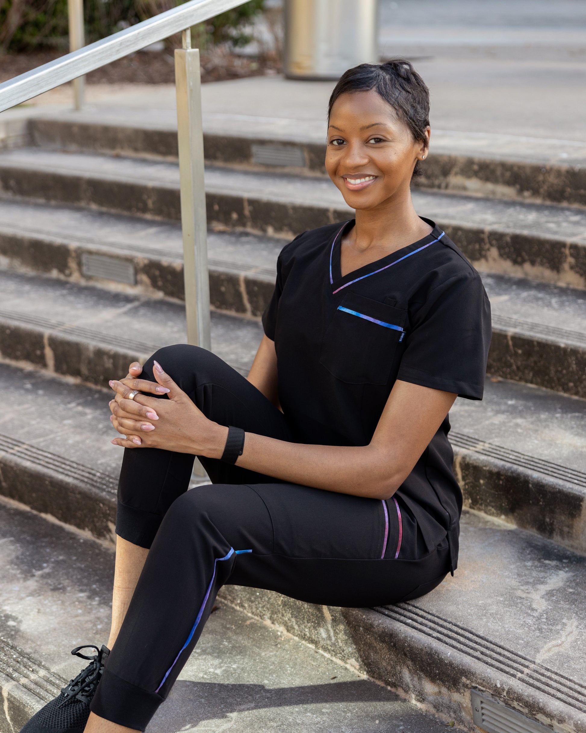 ENDYS Aurora women's scrub joggers side view — 4-way stretch, moisture-wicking medical scrub joggers