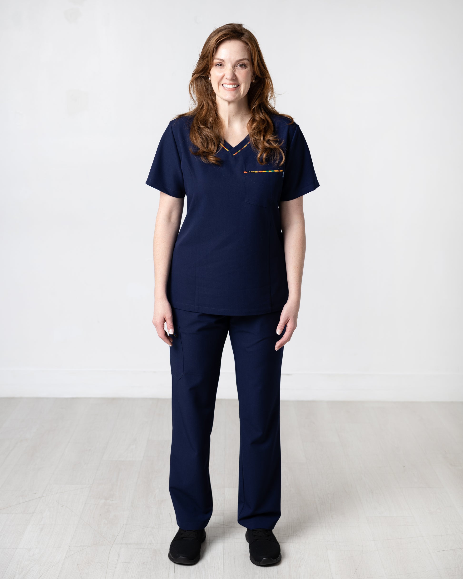 ENDYS Heritage Pop women's navy scrub pants — straight leg, elastic waistband, deep pockets for healthcare professionals