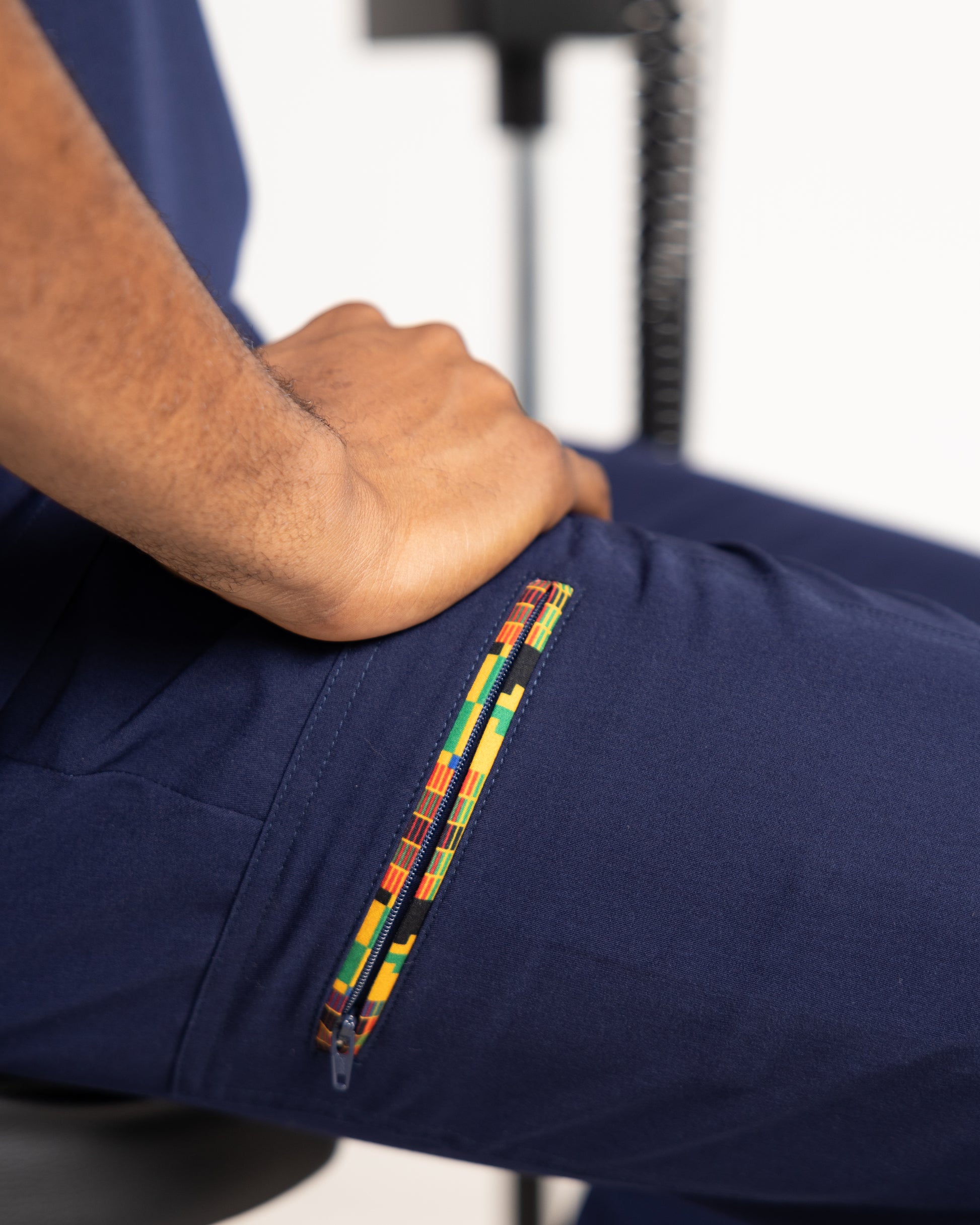 men scrubs pants close up of pocket